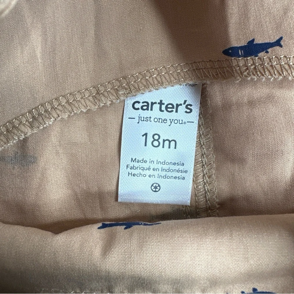 Carter's Baby's Just One You Polo & Overall Blue Sharks Size 18M new no tag